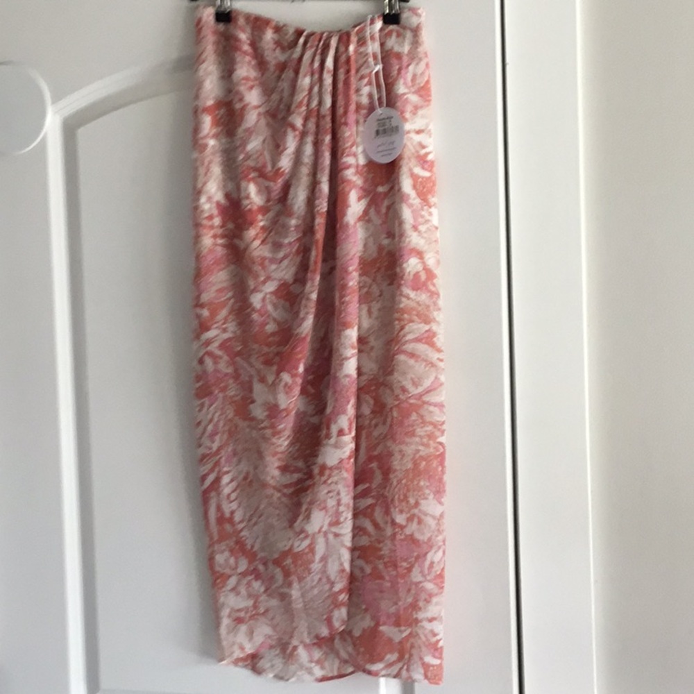 Petal and Pup Floral Pink and White Midi/Maxi Skirt